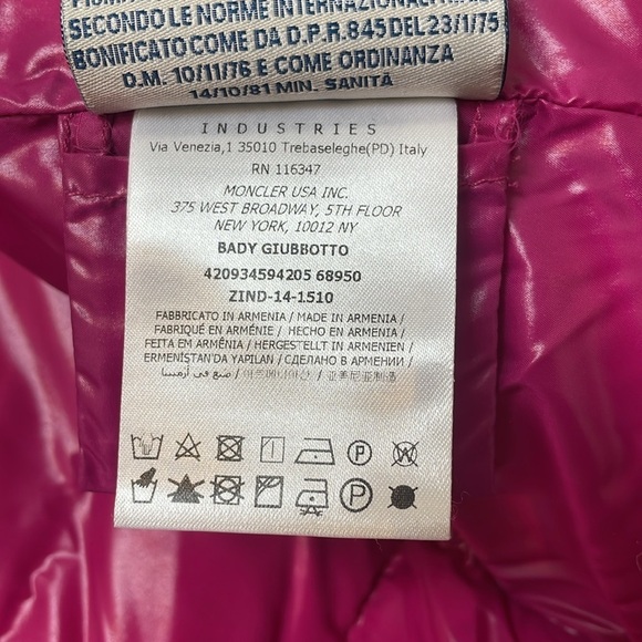 Moncler women’s Bady Giubbotto down puffer winter coat jacket pink hood  1 (XS) - Picture 9 of 16